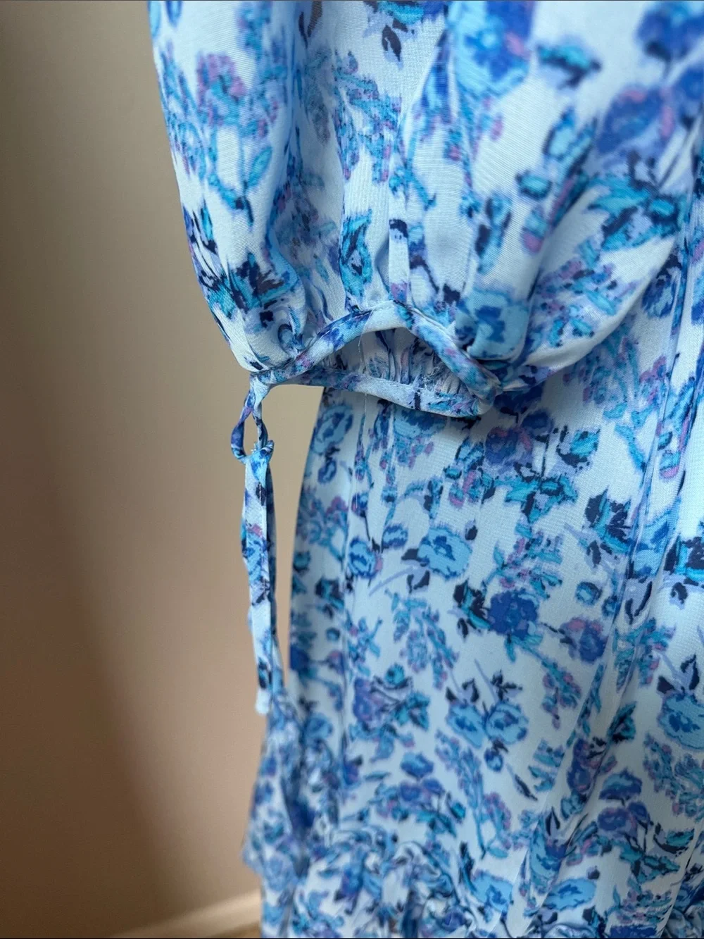 Taylor Blue Purple Floral Chiffon Flowy V-Neck Ruffle Tiered Dress Womens Size 4